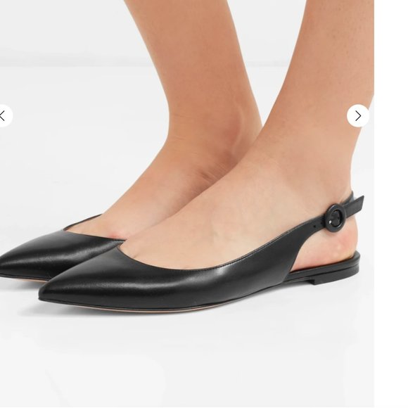 Gianvito Rossi Point-toe Leather Slingback Flats - Black 35.5 NEW - Picture 1 of 9